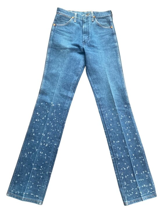 Wrangler Denim - Women's Wrangler Jeans Cowboy Cut Straight Leg Printed Talon Zip Sz 31x36 USA